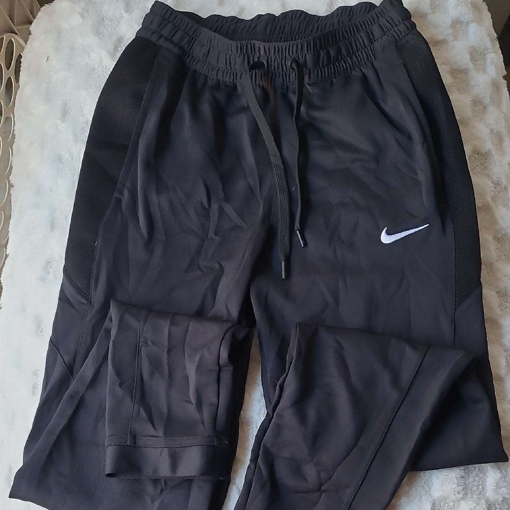 Nike Dri-Fit Black Sweatpants with White Swoosh
